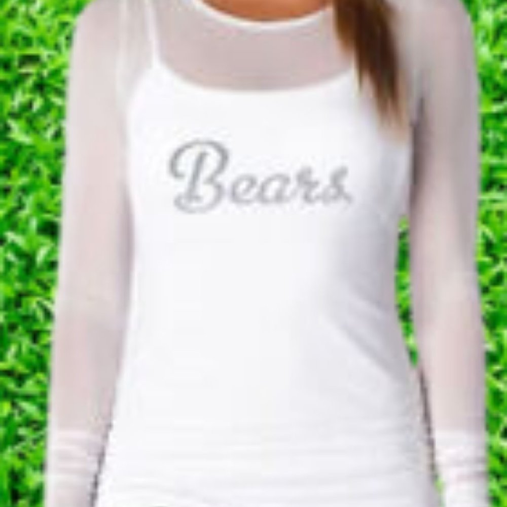All Sport Couture Womens NFL Chicago Bears Double Team White Shirt NWT